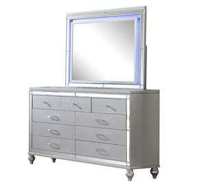 Modern Home Wooden King 5-Piece Bedroom Set with Ambient Lighting in Wood Finish - Product Image 6