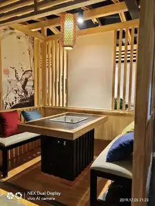 Прямая продажа, бесдымный индукционный стол для стола из массива дерева в японском стиле из стекла