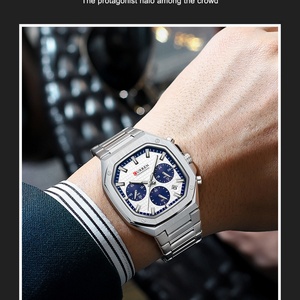 Reloj CURREN 8459 para Hombre, Superventas, Esfera Blanca con Cronógrafo, Estilo Deportivo Clásico, Manecillas Luminosas, Relojes de Cuarzo - Product Image 5