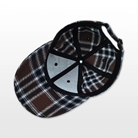 Gorra de Béisbol a Cuadros Unisex Ajustable de 6 Paneles con Logotipo Bordado, Estilo Casual, Gorra de Moda para Adultos, Patrón Marrón, Negro y Blanco