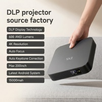 Proyector DLP de Alto Brillo con Batería Recargable, Full HD 1080P 4K, Cine en Casa, Compatible con 3D, Sistema Operativo Android 13, 600ANSI