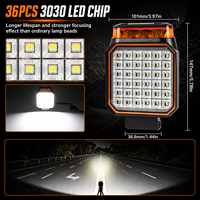 Feux de signalisation LED 2-en-1 6000K blanc 3000K ambre 25W, lampe de travail carrée pour camion tout-terrain, construction, tracteur
