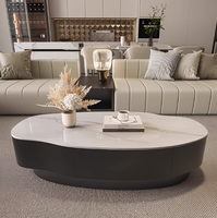 Table basse ovale moderne en pierre frittée italienne, ensemble de 2 tables gigognes en quartz pour salon, vente en gros usine
