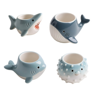 Ensemble salière et poivrière en céramique mignonnes en forme <span class=keywords><strong>de</strong></span> requin et <span class=keywords><strong>de</strong></span> <span class=keywords><strong>baleine</strong></span>, pots à épices décoratifs sur le thème des animaux marins, vaisselle <span class=keywords><strong>de</strong></span> cuisine, cadeau - Product Image 6