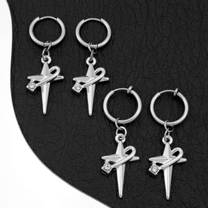 New Cross Star Winding <strong>Stainless</strong> <strong>Steel</strong> Vintage Earrings Ear Clip High Quality Male Female Design Gift Trendy - Product Image 2
