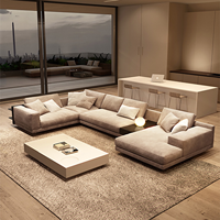 Sofá Seccional Modular Moderno, Sofá de Tela Flotante Minimalista con Gabinete de Almacenamiento Lateral, Sofá de Recepción para Oficina