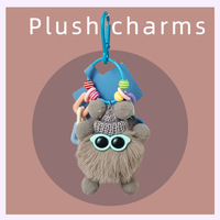 Porte-clés transfrontalier tendance style Instagram avec breloque en peluche chaîne colorée et boule en forme de charbon, idéal pour sac à dos