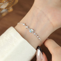 S999 argent Sterling créatif coloré clair de lune verre planète Bracelets bijoux pour femmes filles cadeau accessoires YB-XY-913