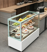Vitrine réfrigérée commerciale verticale à refroidissement par air pour gâteaux, avec porte coulissante en verre, étagères à desserts à double niveau, en acier inoxydable
