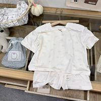 Pyjama chic en lyocell à carreaux pour enfants, manches courtes, pantalon 7/8, ensemble de nuit pour garçons et filles, pull et vêtements d'intérieur