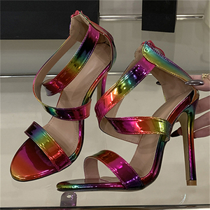 OEM/ODM Talons aiguilles respirants pour femmes, design coloré à bout ouvert, légers, grandes tailles, talons hauts rehaussants - Product Image 5