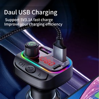 Chargeur de voiture avec lumière d'ambiance colorée, multifonction, émetteur FM Bluetooth