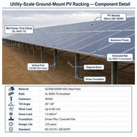 Support photovoltaïque pour station solaire au sol de grande envergure Zhongxin, colonne de panneau solaire anodisée, poutre inclinée, résistance au vent 60 m/s