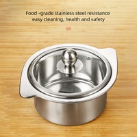 Petit Pot de cuisine en argent en acier inoxydable Shabu Shabu, Pot chaud à Induction avec doubles poignées en acier inoxydable