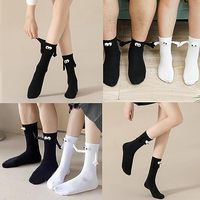 Chaussettes unisexes mi-tube 100% coton longueur d'équipage main dans la main conception magnétique pour couple amis ou soeurs en stock