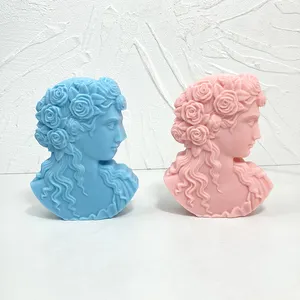 Cetakan silikon Avatar kepala wanita Eropa cetakan dekorasi furnitur seni Resin lilin gipsum