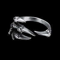Bague ajustable vintage punk gothique en acier inoxydable 316, anneaux de doigt à griffes de dragon et d'aigle pour hommes et femmes
