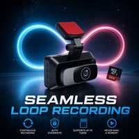 Caméra de tableau de bord intelligente 1080P IPS à double objectif DVR avec WiFi intégré, écran tactile 3 pouces, USB 2.0, batterie 300 mAh, capteur G et enregistrement en boucle