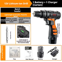 Perceuse-visseuse électrique sans balais 12 V de haute qualité avec batterie au lithium rechargeable, machine de découpe, ensemble d'outils électriques, embouts OEM