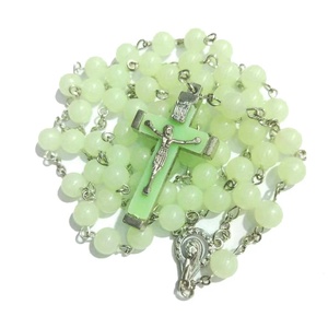 Collar luminoso con colgante de <span class=keywords><strong>Cruz</strong></span> de la Virgen María y Jesús, collar de cuentas de arroz, cuentas de oración, cuentas de conteo de rosario - Product Image 1