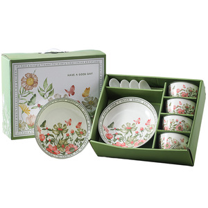 Bộ đồ ăn bằng gốm hoa dùng một lần thân thiện với môi trường mở hộp quà tặng qua biên giới bát muỗng Bộ đồ ăn nhỏ - Product Image 5