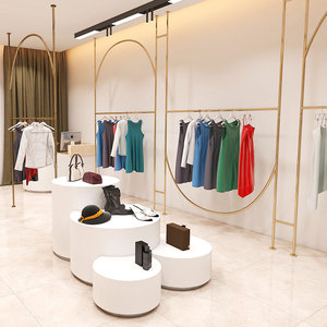 Étagère murale de présentation de vêtements pour boutique de vêtements de détail, <span class=keywords><strong>design</strong></span> intérieur de boutique dorée - Product Image 3