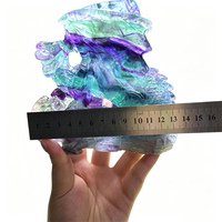 Figurine de dragon sculptée en fluorite arc-en-ciel rayée, dragon volant en fluorite naturelle colorée pour collection et décoration intérieure, vente en gros