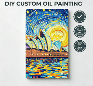 Pintura por Números de la Casa de la Ópera de Sídney <span class=keywords><strong>con</strong></span> Textura de Mosaico y Diseño de Noche Estrellada, Envío Rápido de Songwoo, Pintura Digital al Óleo de Arquitectura Famosa - Product Image 1