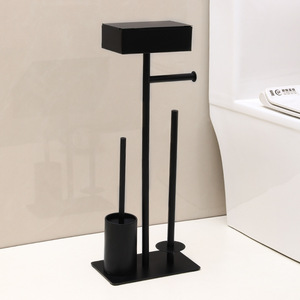 Supporto di carta igienica Free Standing Premium in acciaio inossidabile con vassoio per il bagno della toilette dell'hotel a casa - Product Image 5