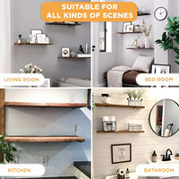 Support mural flottant en L sur mesure OEM, robuste, noir, revêtement poudré, pour étagères en bois invisibles