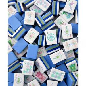 Tuiles en acrylique bleues de luxe personnalisées, jeu de <span class=keywords><strong>mahjong</strong></span> américain à 4 couches de 160 cartes pour adultes, cadeau - Product Image 2