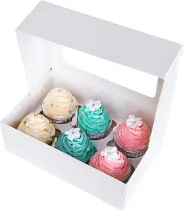 Groothandel Custom Kraftpapier Bakkerij Cakebox Dessert Bruiloft Gunst Cupcake Verpakking Cakebox In Bulk