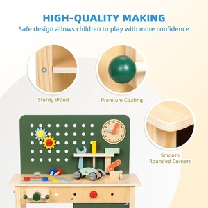 Montessori <strong>Kids</strong> <strong>Work</strong> <strong>Bench</strong> with Wooden Construction Toys Forpretend Play for 3 4 5 Year Olds - Product Image 3