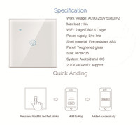Interrupteur intelligent standard européen, panneau tactile en verre Wifi, application Ewelink, interrupteur d'éclairage Wifi 1 voie
