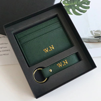 Porte-cartes en cuir PU personnalisé avec logo, texture Saffiano, porte-clés, coffret cadeau d'entreprise ou de mariage, vente en gros