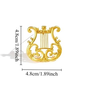 Broche de style cour médiévale élégante, design de <span class=keywords><strong>harpe</strong></span> tridimensionnel, bijoux de costume unisexe, accessoires, cadeaux de fête - Product Image 4