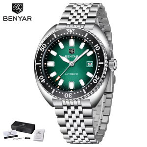 Montre-bracelet automatique mécanique de luxe pour homme Benyar BY-5211, étanche, lumineuse, en acier inoxydable, pour hommes, Reloj + boîte - Product Image 6