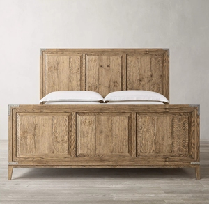 Cama Doble de Madera Maciza Estilo Rústico Americano con Detalles Metálicos Antiguos, Muebles Personalizables para Dormitorio, Villa u Hotel - Product Image 6