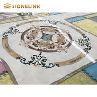 Motif de sol décoratif, jet d'eau personnalisé, fleur, marbre, médaillons pour Villa