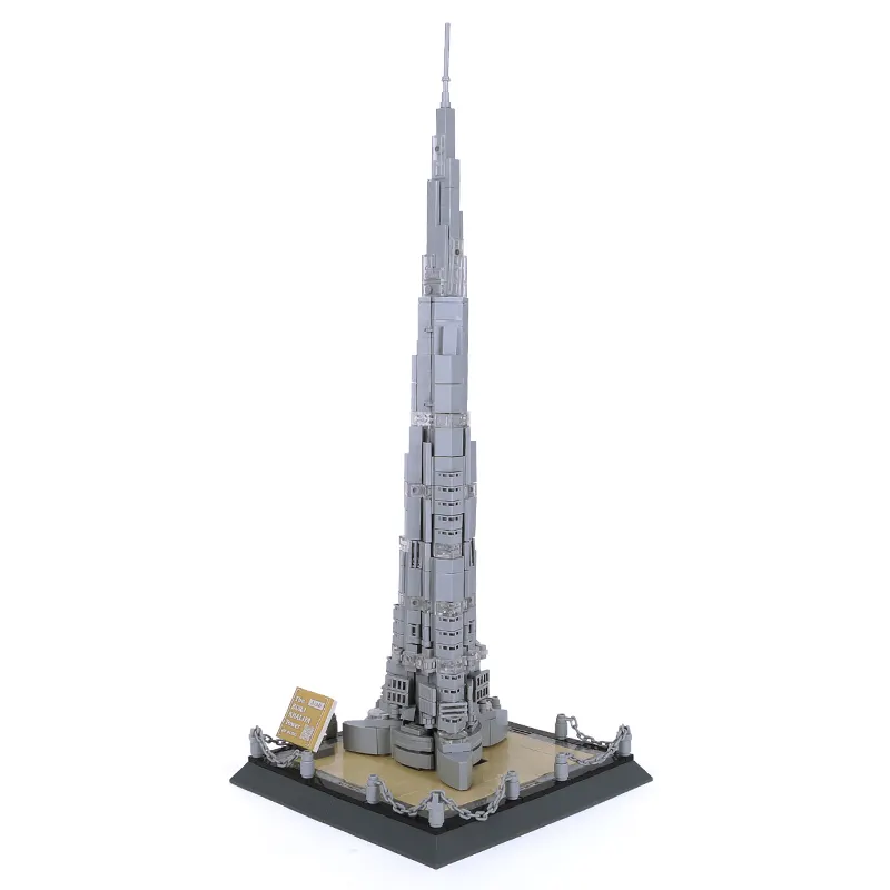 WANGE 4222, la arquitectura más alta del mundo, la torre Burj Khalifa de Dubái, pequeños bloques de construcción para juguetes