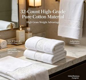 Tapis de bain en coton blanc pour hôtel, anti-décoloration, résistant aux taches, avec logo personnalisé, en jacquard, serviettes de toilette, tapis de bain, ensembles de serviettes de toilette, fournitures hôtelières - Product Image 4