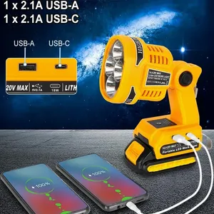 <span class=keywords><strong>Lampe</strong></span> de poche sans fil LED <span class=keywords><strong>lampe</strong></span> de travail pour Makita/Dewalt/Milwaukee/<span class=keywords><strong>Bosch</strong></span>/Ryobi <span class=keywords><strong>18V</strong></span> Li-ion batterie 12W projecteurs d'urgence avec USB - Product Image 3
