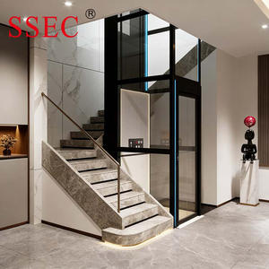 Ascenseur résidentiel SSEC pour <span class=keywords><strong>1</strong></span> à 3 personnes, capacité 200, 300, 400 kg, pour maison à 3 étages, avec cabine en verre, certifié CE ISO, sol en PVC, ascenseur de villa économique - Product Image 2
