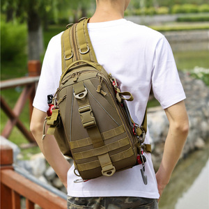 Sac à dos de pêche tactique multifonctionnel Luya en nylon imperméable, double usage, pour l'extérieur, avec bandoulière unique et motif camouflage, pour cannes à pêche - Product Image 4