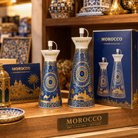 Ensemble de Bouteilles à Huile en Céramique Souvenir Touristique Marocain, Motif Chameau, Bouteille à Huile en Porcelaine pour Cuisine, Personnalisation OEM ODM Vente en Gros