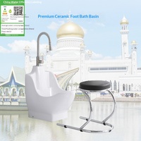 Lavabo monobloc en céramique intégré à trou unique, style minimaliste, pour lavage des mains et des pieds, usage hospitalier, émail écologique