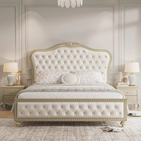 Cadre de lit Chesterfield de luxe en bois massif, tailles Queen et King, mobilier de chambre rembourré, lit simple pour chambre de princesse