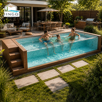 Piscine de nage en fibre de verre et acrylique transparente, design personnalisé pour hôtels et complexes, avec spa jacuzzi extérieur hors sol