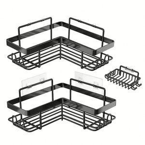 5-Pack <b>Bathroom</b> Shower Caddy Adhesive Metal Bath Shower Organizer Shelves Rack Storage Organization with Soap Holder - Product Image 1