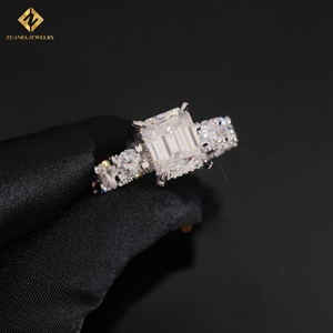 925 Sterling <strong>Silver</strong> Hip Hop Jewelry Fine Jewelry <strong>Emerald</strong> Cut 5ct Vvs Diamond Moissanite Custom Iced Out <strong>Ring</strong> - Product Image 2